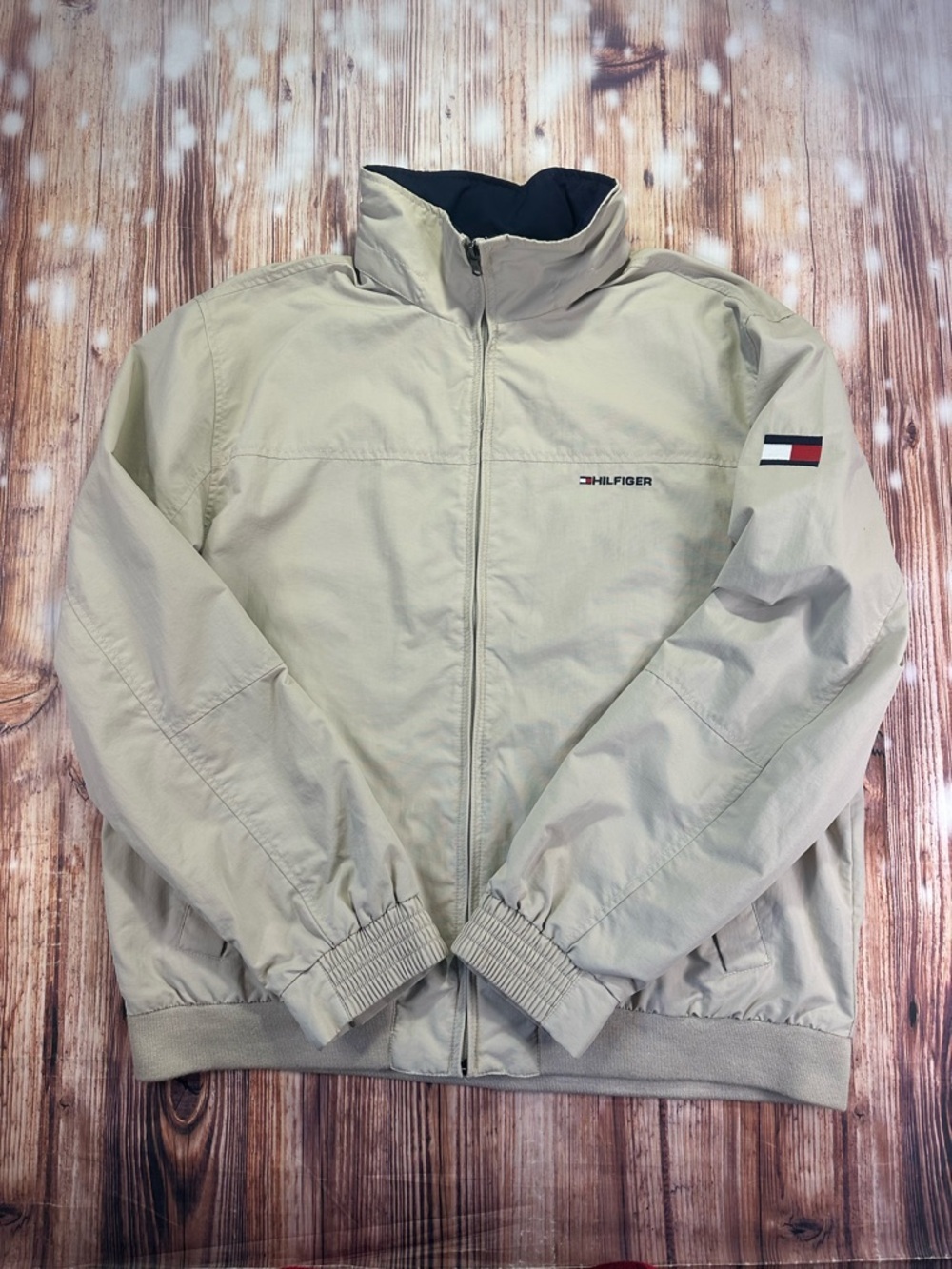 Tommy Hilfiger Men's Beige Full Zip Spell Out Yacht Hooded Jacket Size XXL - Picture 1 of 16